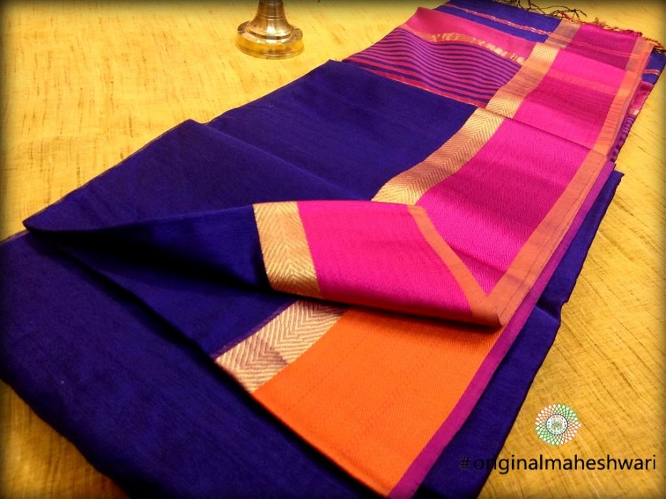 Maheshwari Blue Ganga Jamuna saree