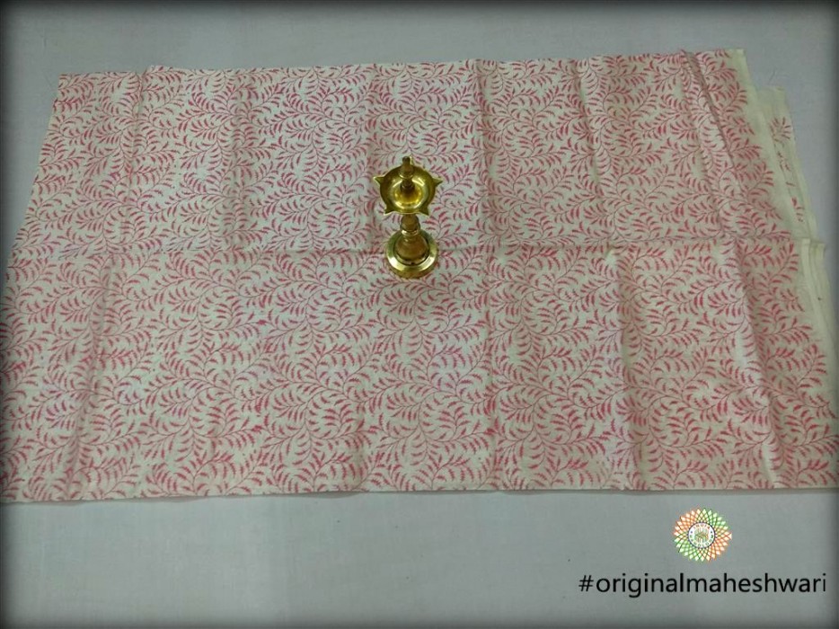 Maheshwari White Printed Kurti Material