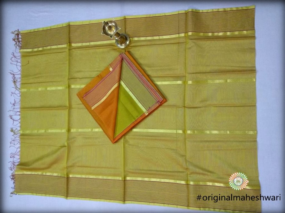 Maheshwari Rust-Mehndi Dress  Material