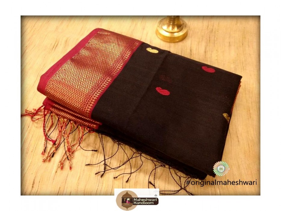 Maheshwari Coke Heavy Pallu Bootie Weaving Saree