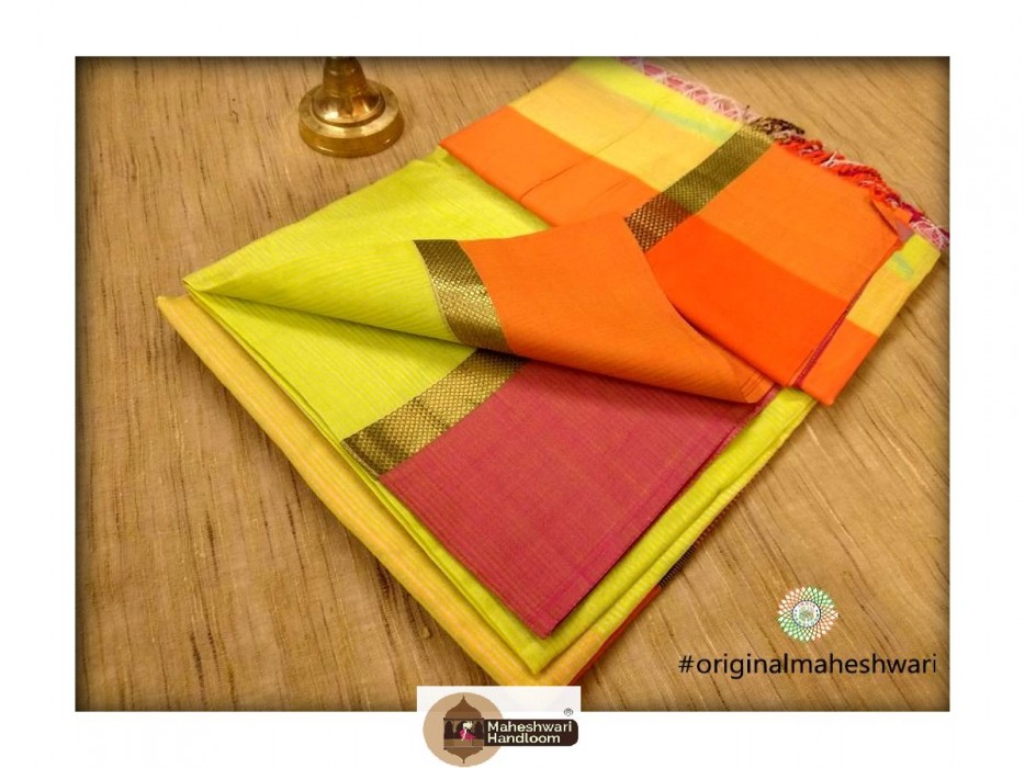 Maheshwari Light Green Linen saree