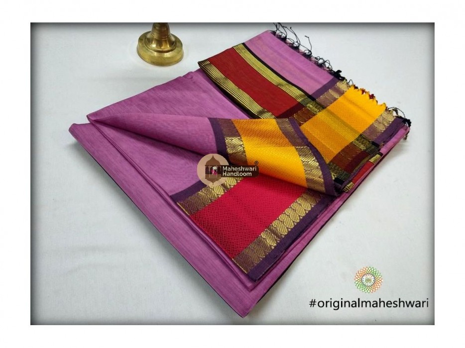 Maheshwari Light Purple Keri buti Border Saree