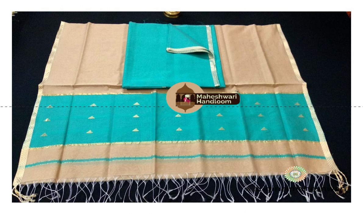 Maheshwari Sea Green - Cream  Top  Dupatta