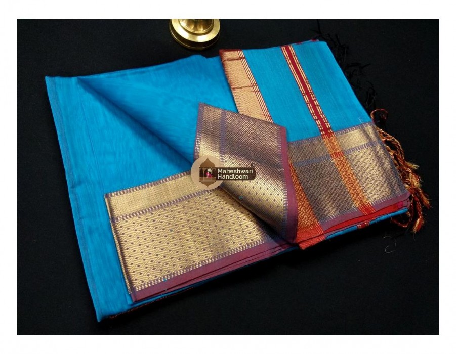 Maheshwari Firozi  Jari Border Saree