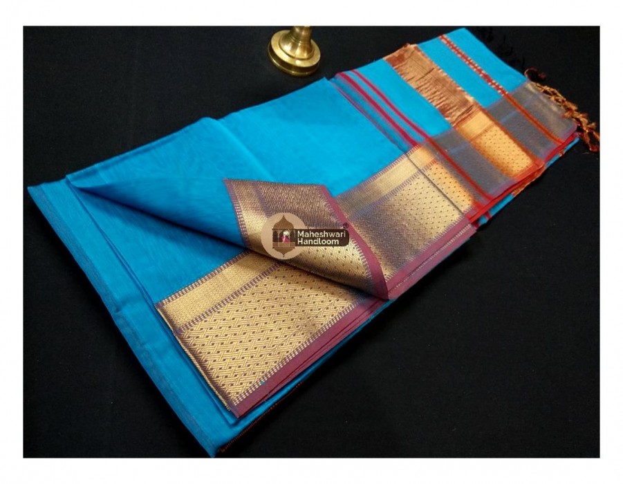 Maheshwari Firozi  Jari Border Saree