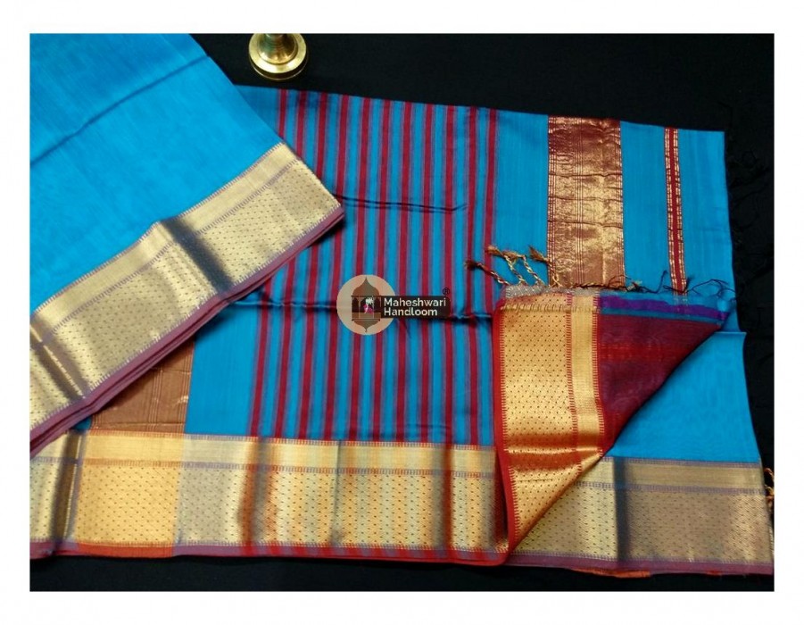 Maheshwari Firozi  Jari Border Saree