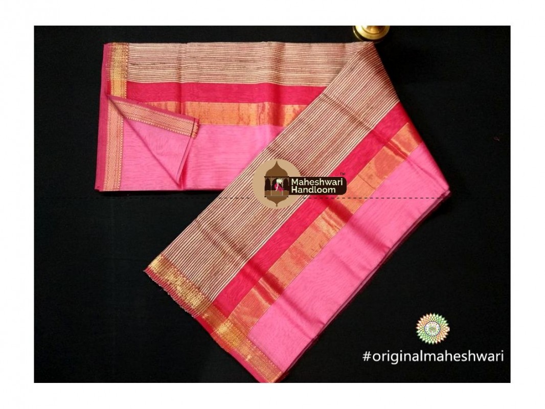 Maheshwari Light Pink Gicha Pallu Saree