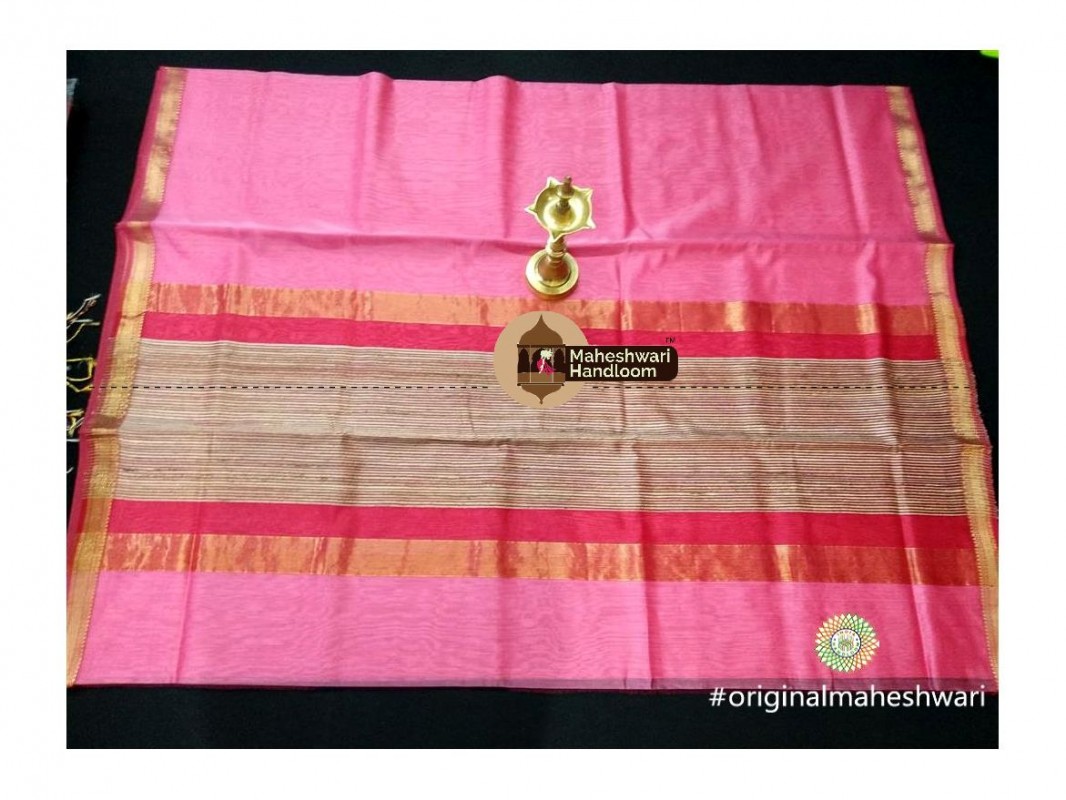 Maheshwari Light Pink Gicha Pallu Saree