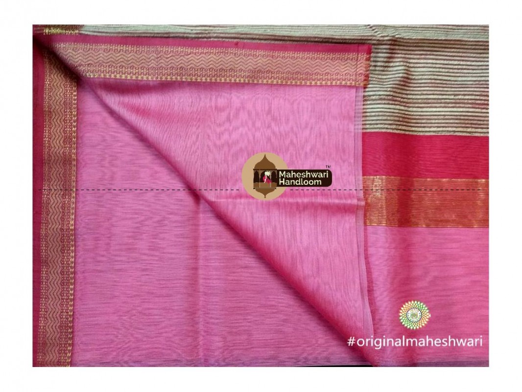 Maheshwari Light Pink Gicha Pallu Saree