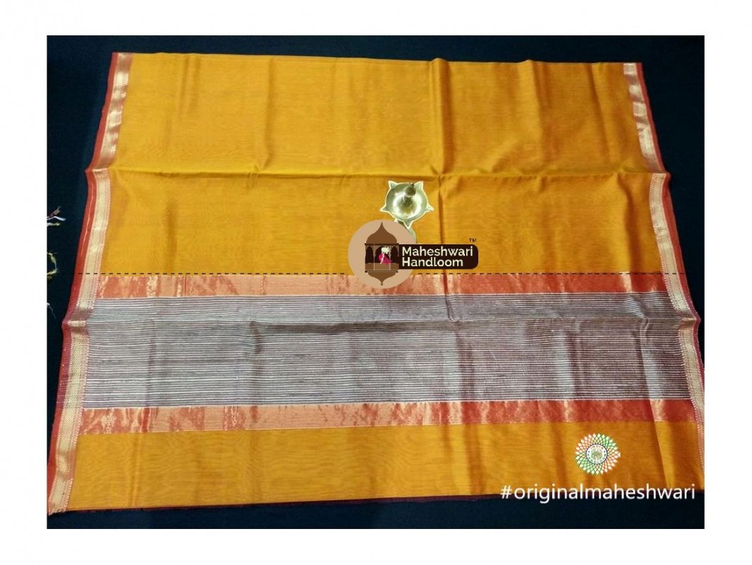Maheshwari Dark Yellow Gicha Pallu Saree