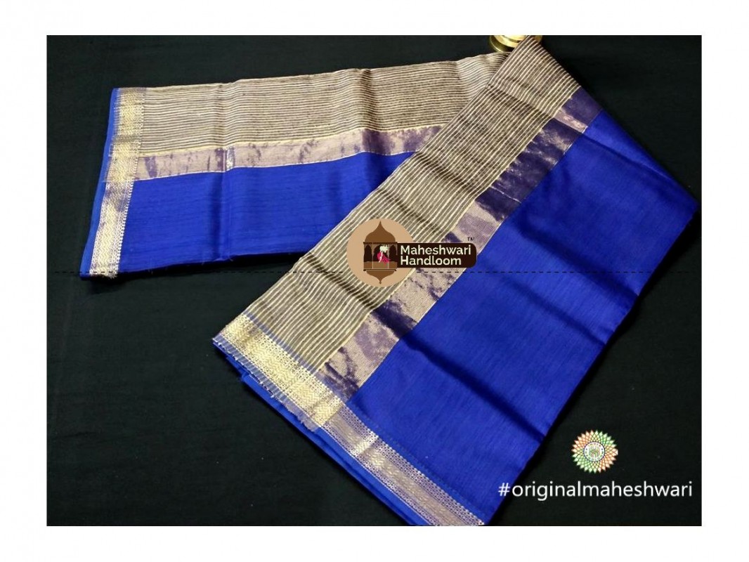 Maheshwari Navy Blue Gicha Pallu Saree