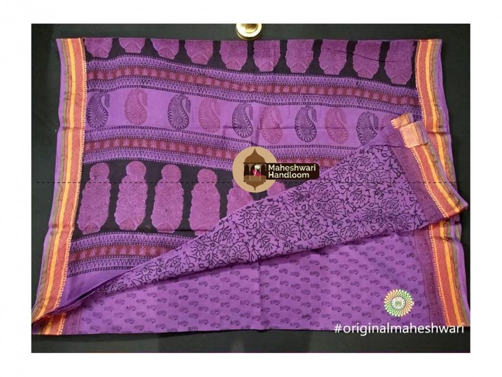 Maheshwari Purple Bagh Print Saree