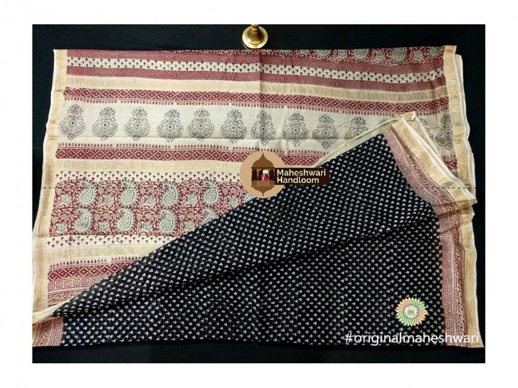 Maheshwari Black Bagh Print Saree