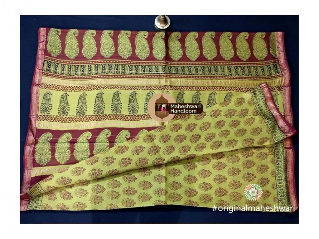 Maheshwari Green Bagh Print Saree