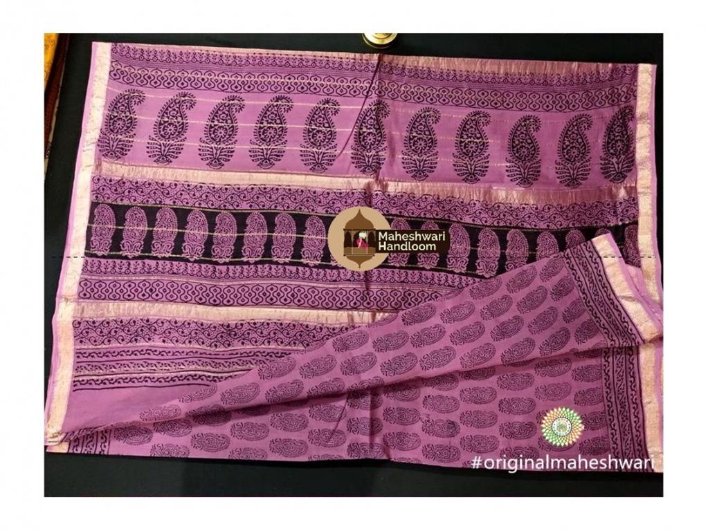 Maheshwari Light Purple Bagh Print Saree