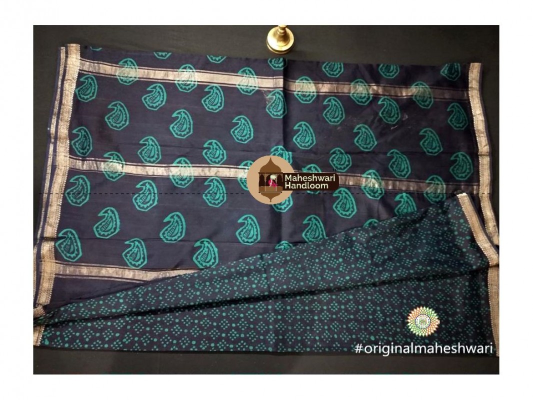 Maheshwari Black Batik Print Saree