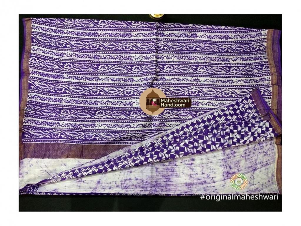 Maheshwari Purple Batik Print Saree