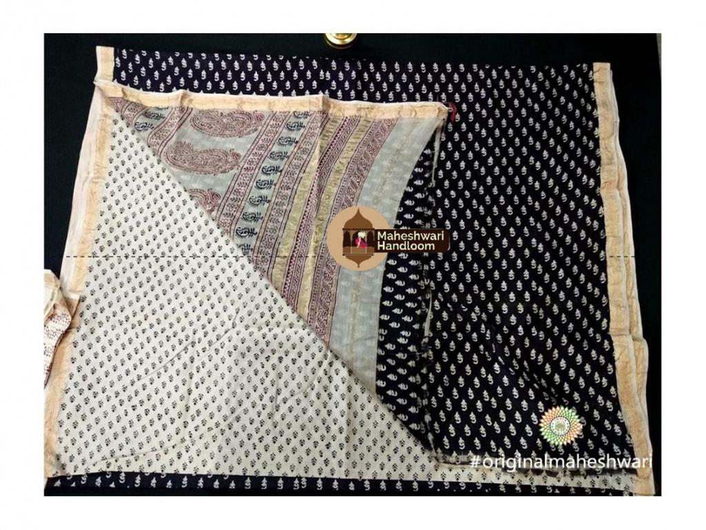 Maheshwari White Batik Print Saree