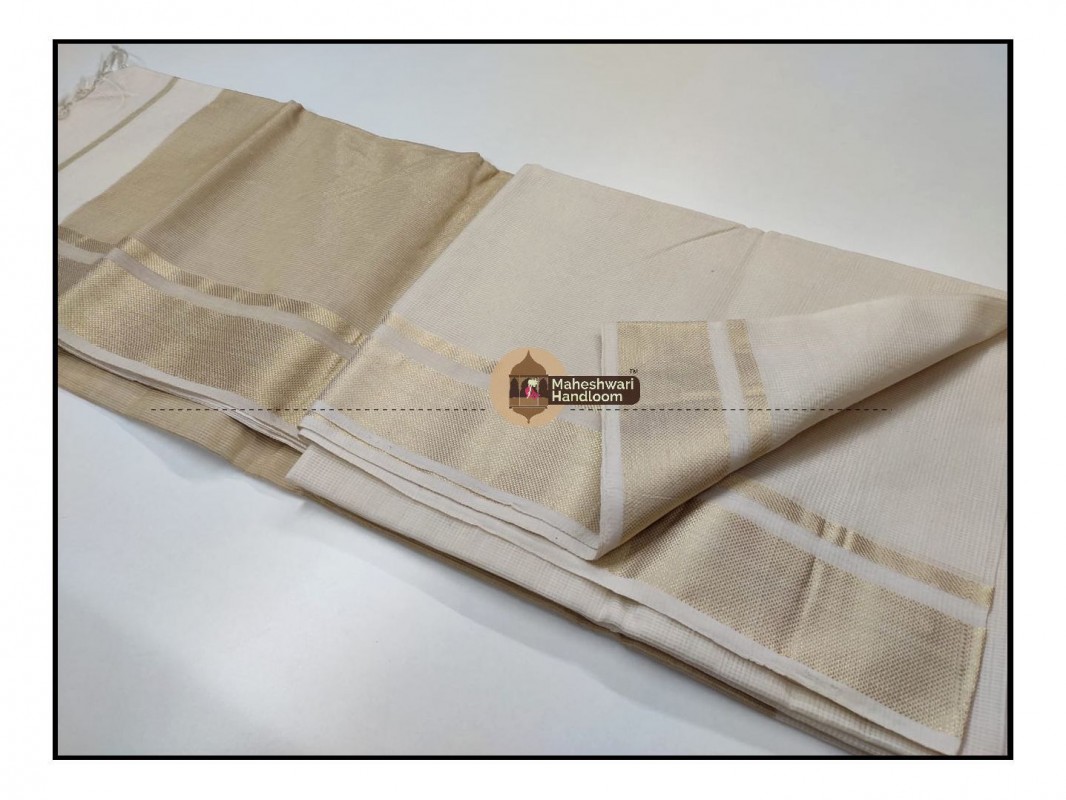 Maheshwari Offwhite Checks Fabric Saree 