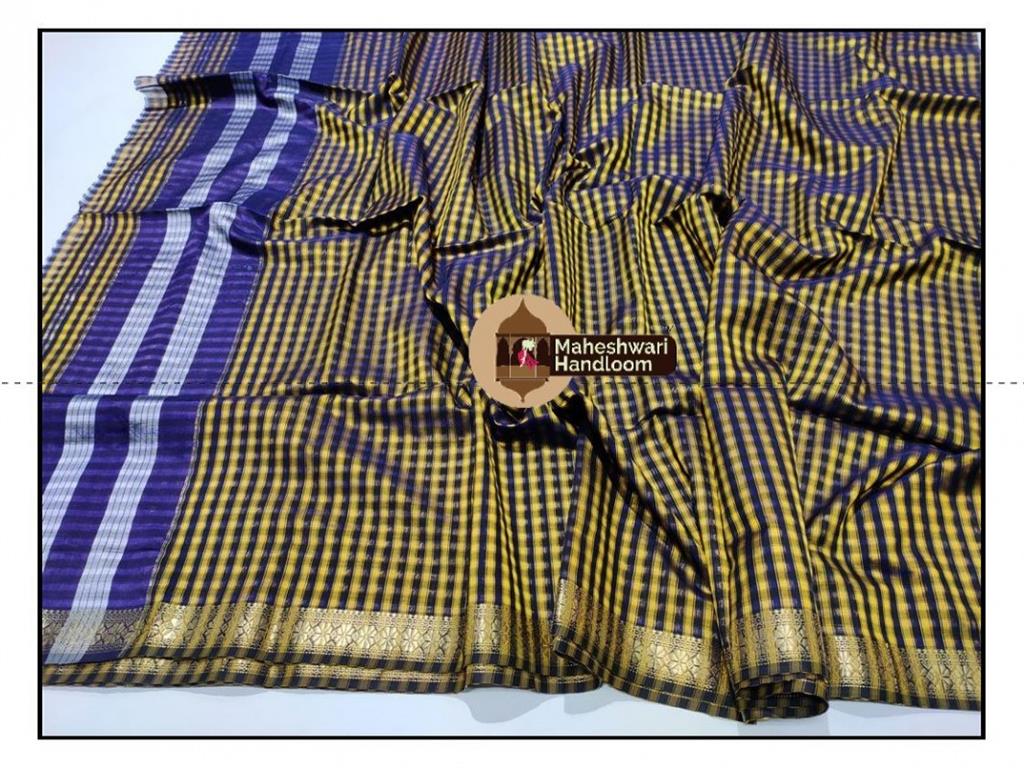 Maheshawari Yellow Green Garbh Reshmi Saree
