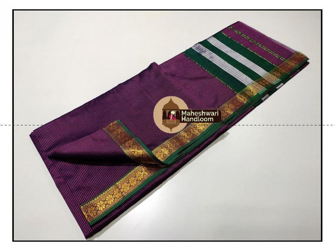 Maheshwari Purple Garbh Reshmi Saree