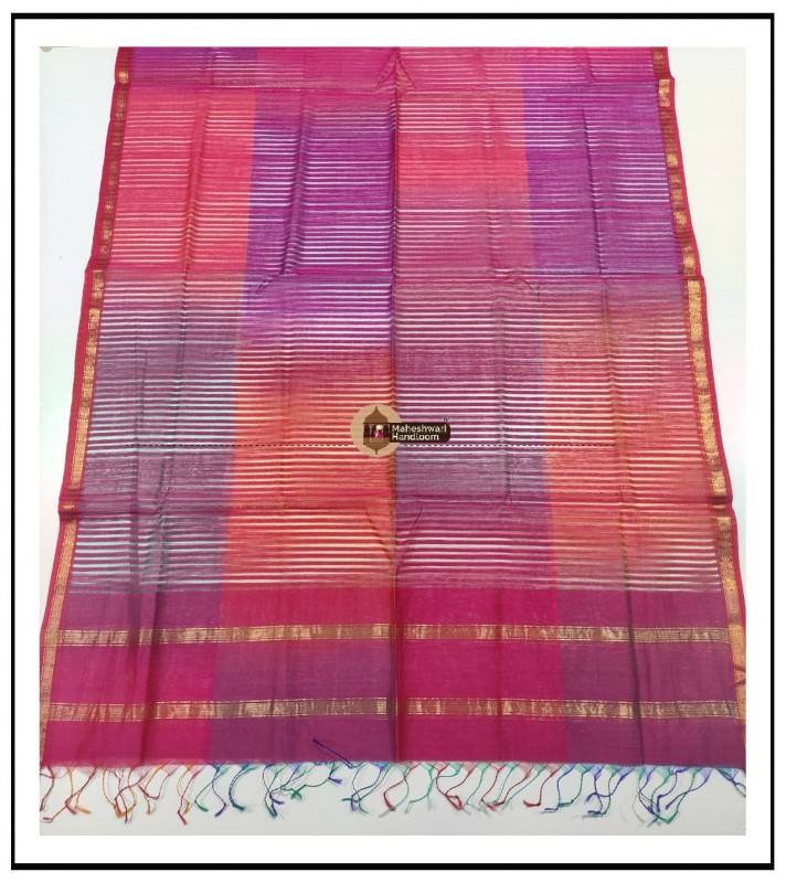 Maheshwari Multicolour Silk Dupatta