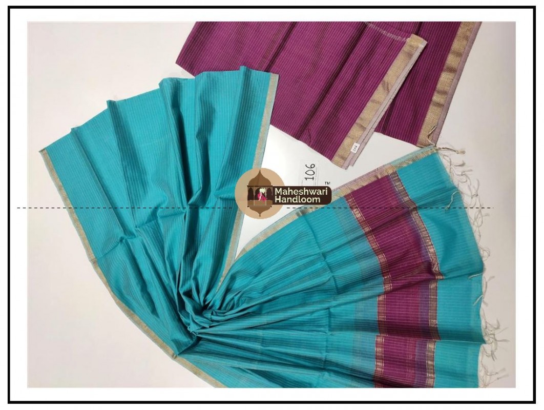 Maheshwari Purple - Firozi Top Dupatta Material