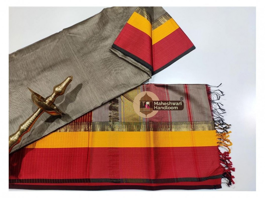 Maheshwari Tussar Ganga Jamuna Border saree