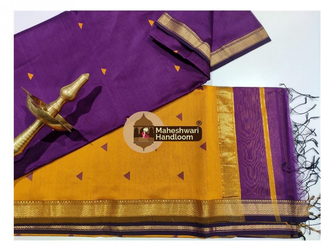 Maheshwari Blue Tringle Buti saree 