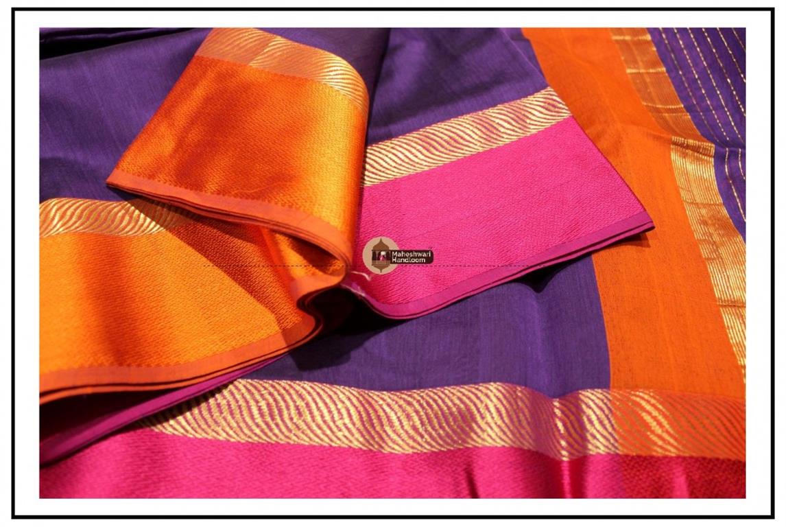 Maheshwari Blue Ganga Jamuna Border saree