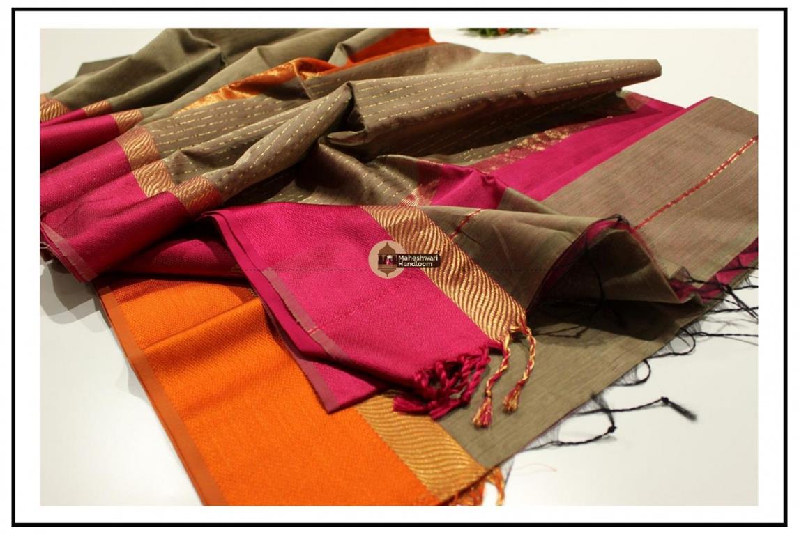 Maheshwari Tussar Ganga Jamuna Border saree