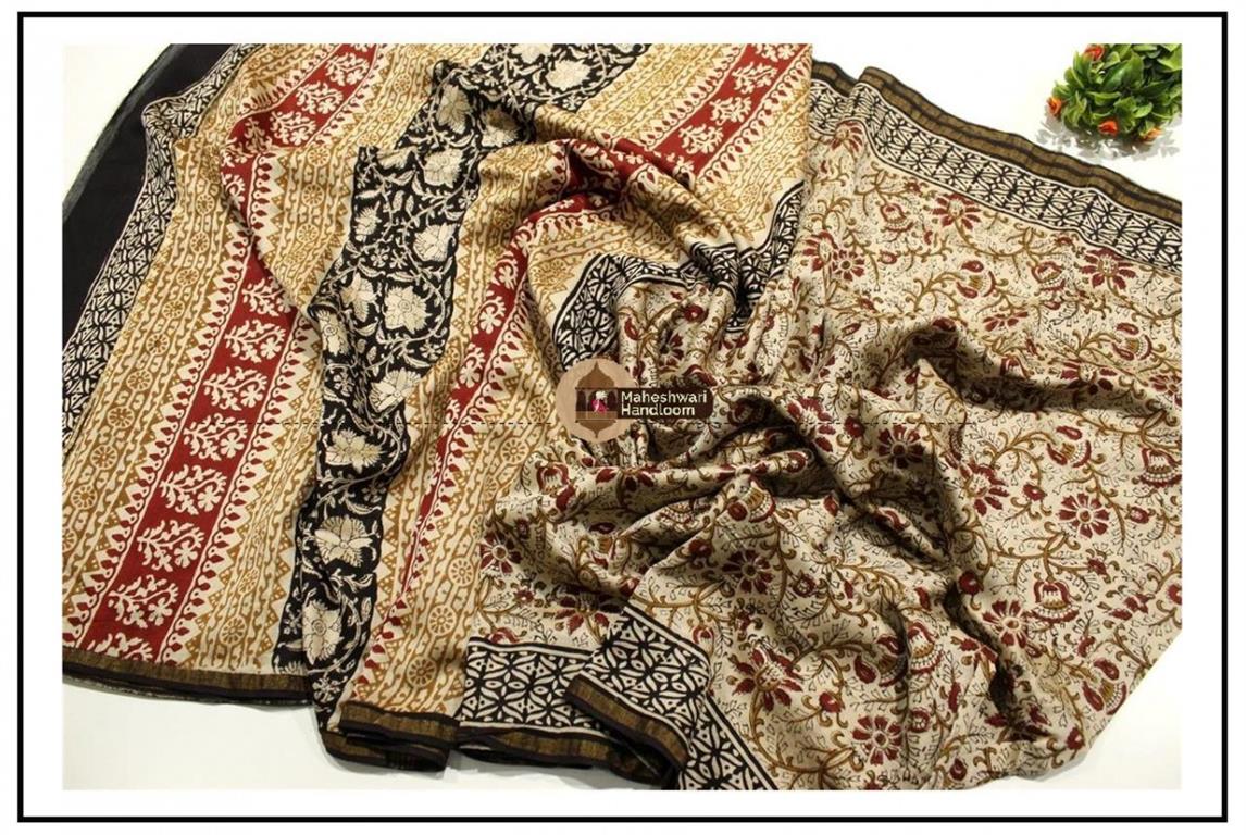 Maheshwari Tussar Batik Printed saree