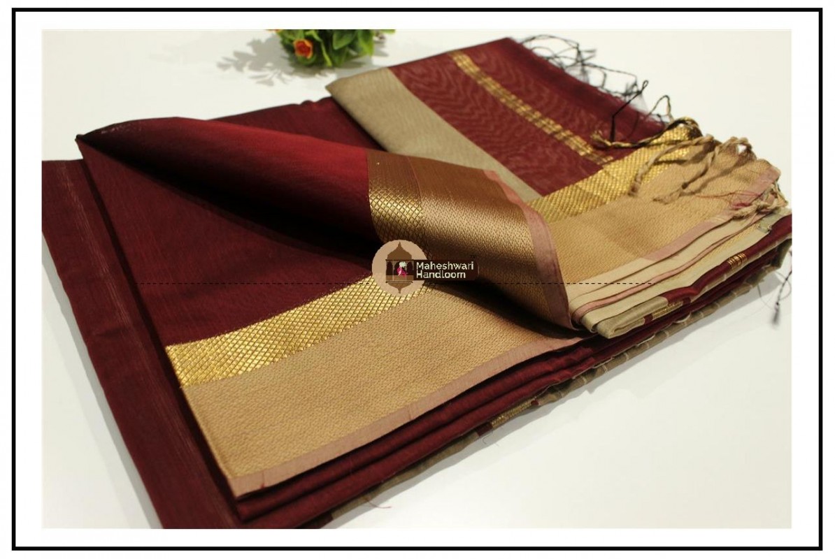 Maheshwari Gerua Resham Skirt Border Saree