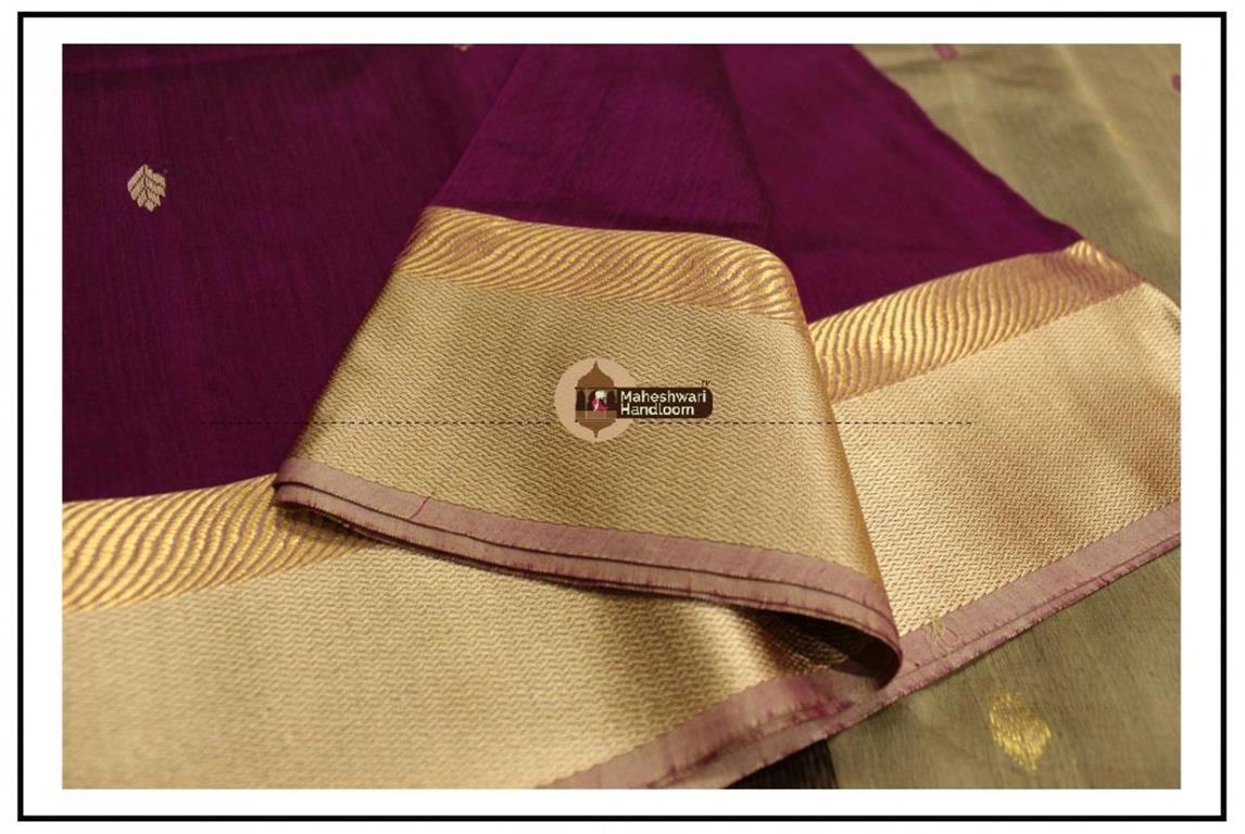 Maheshwari Magenta  Resham Buti- Motifs Saree