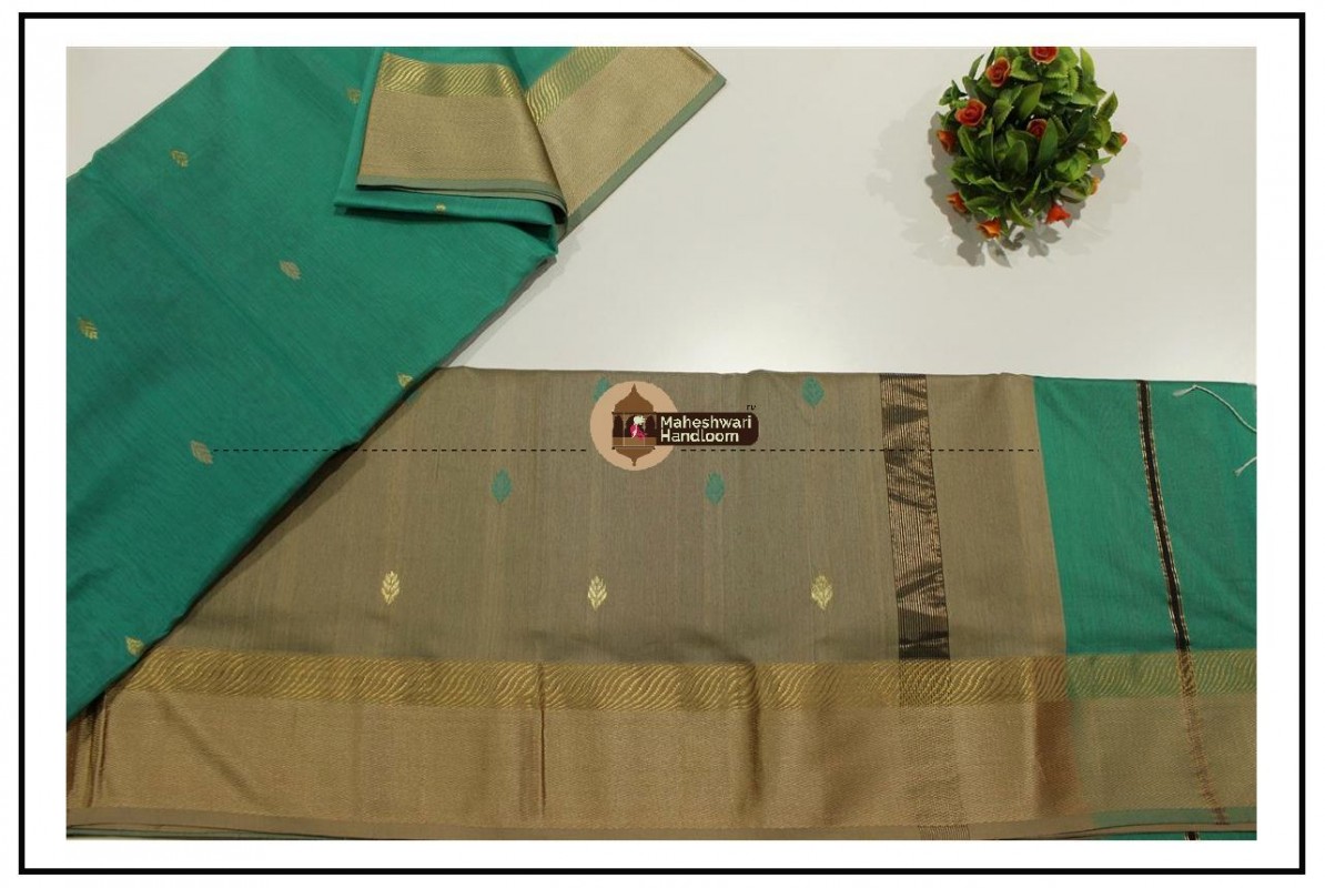 Maheshwari Sea Green  Resham Buti- Motifs Saree