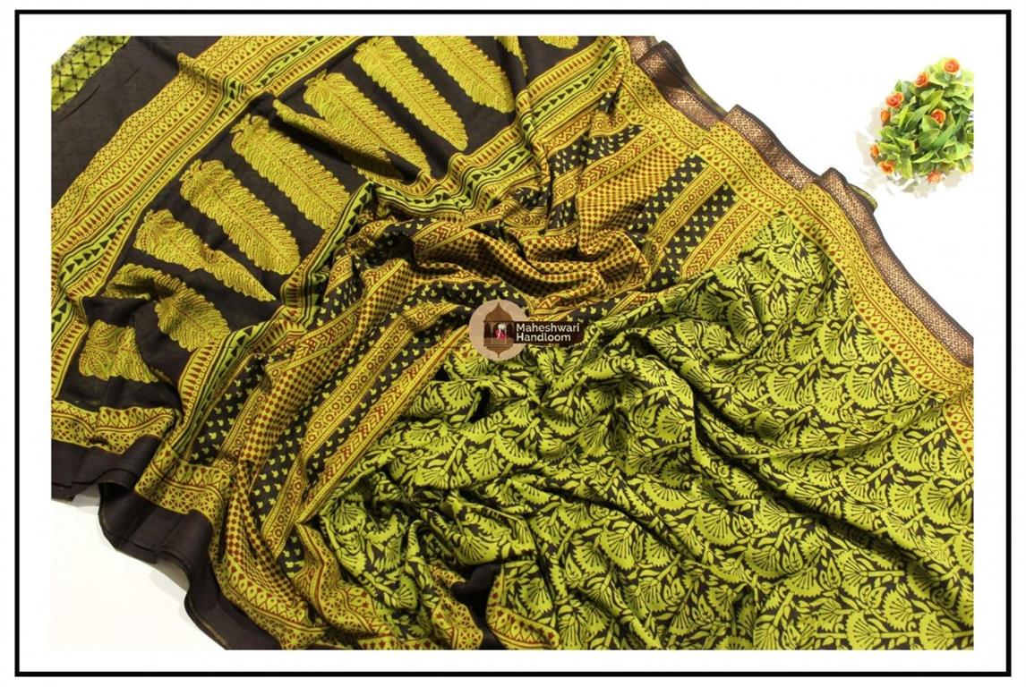 Maheshwari Green Bagh Print Saree