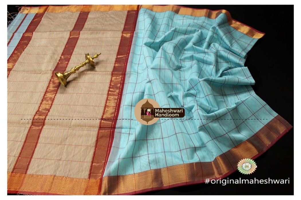 Maheshwari Cheks Body jari Border Saree