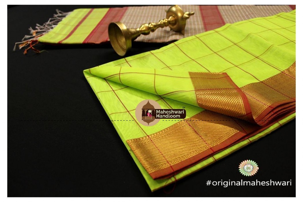Maheshwari Cheks Body jari Border Saree