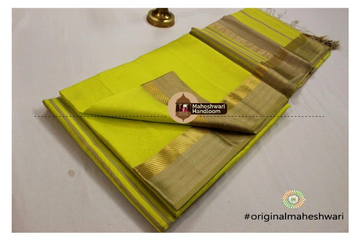 Maheshwari Light Green Jari Resham saree