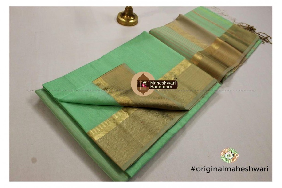 Maheshwari Sea Green Jari Resham saree