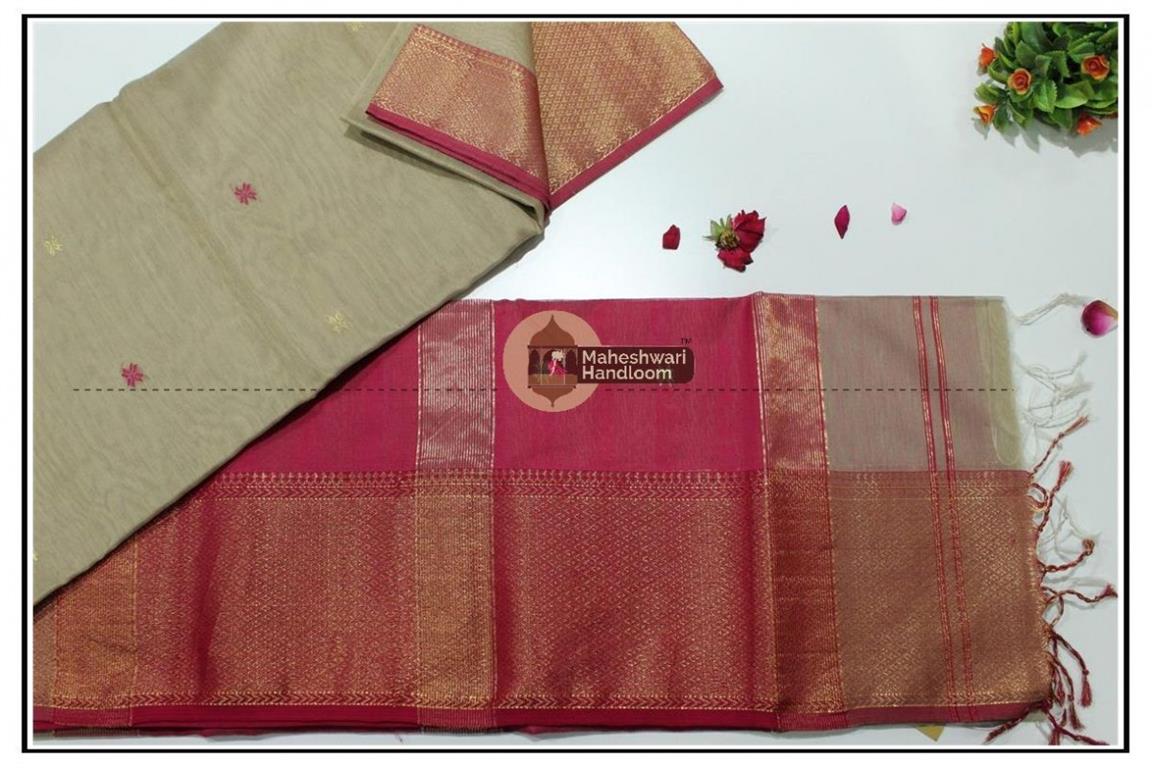 Maheshwari Tussar jari Skirt Buti Weaving saree