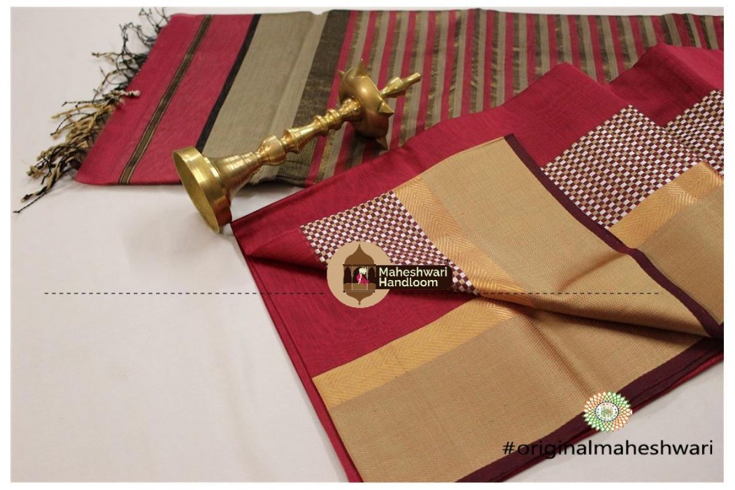 Maheshwari Shatranj Boreder saree