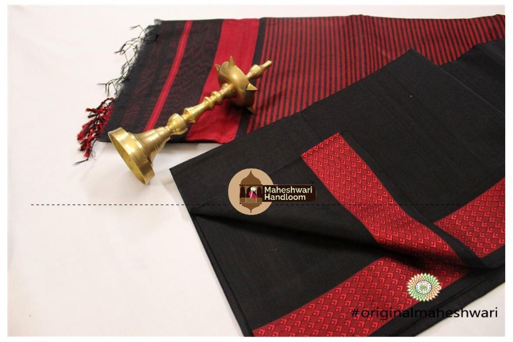 Maheshwari Black Resham Border Saree