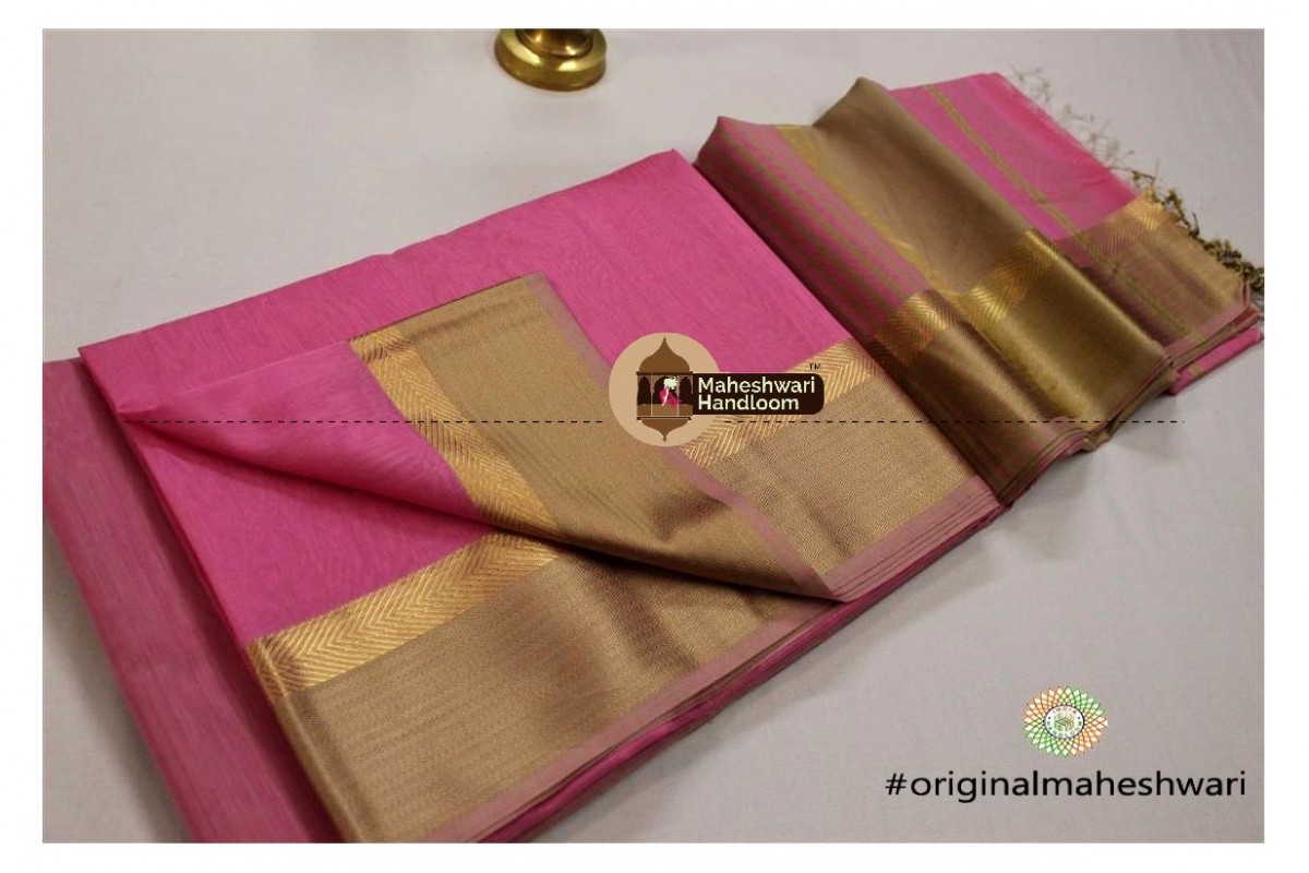 Maheshwari Pink  Jari Resham saree