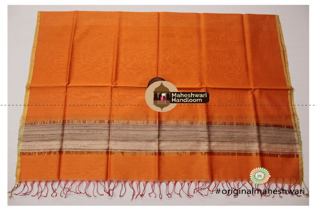 Maheshwari Orange Silk Dupatta