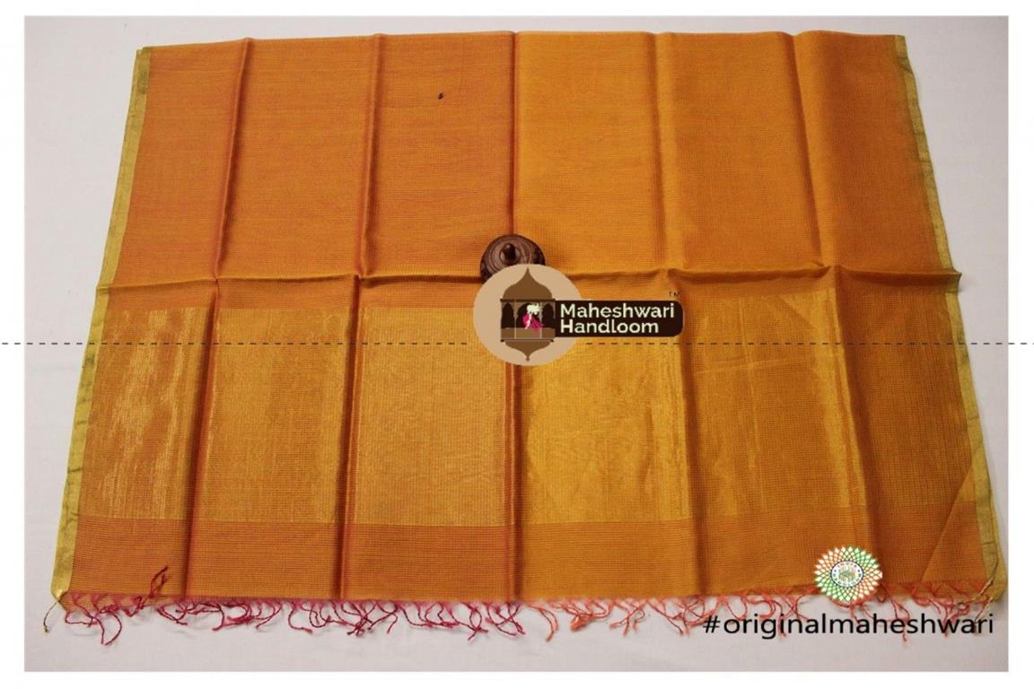 Maheshwari Golden Yellow Silk Dupatta