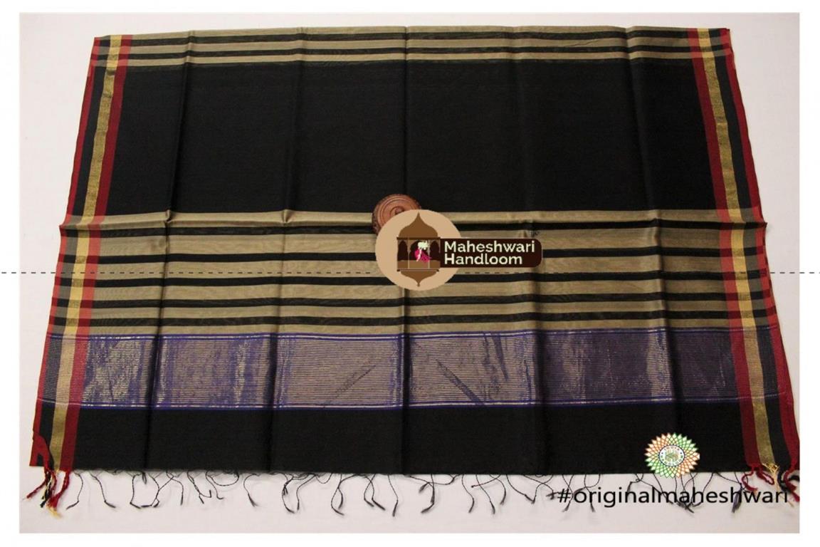Maheshwari Black Silk Dupatta