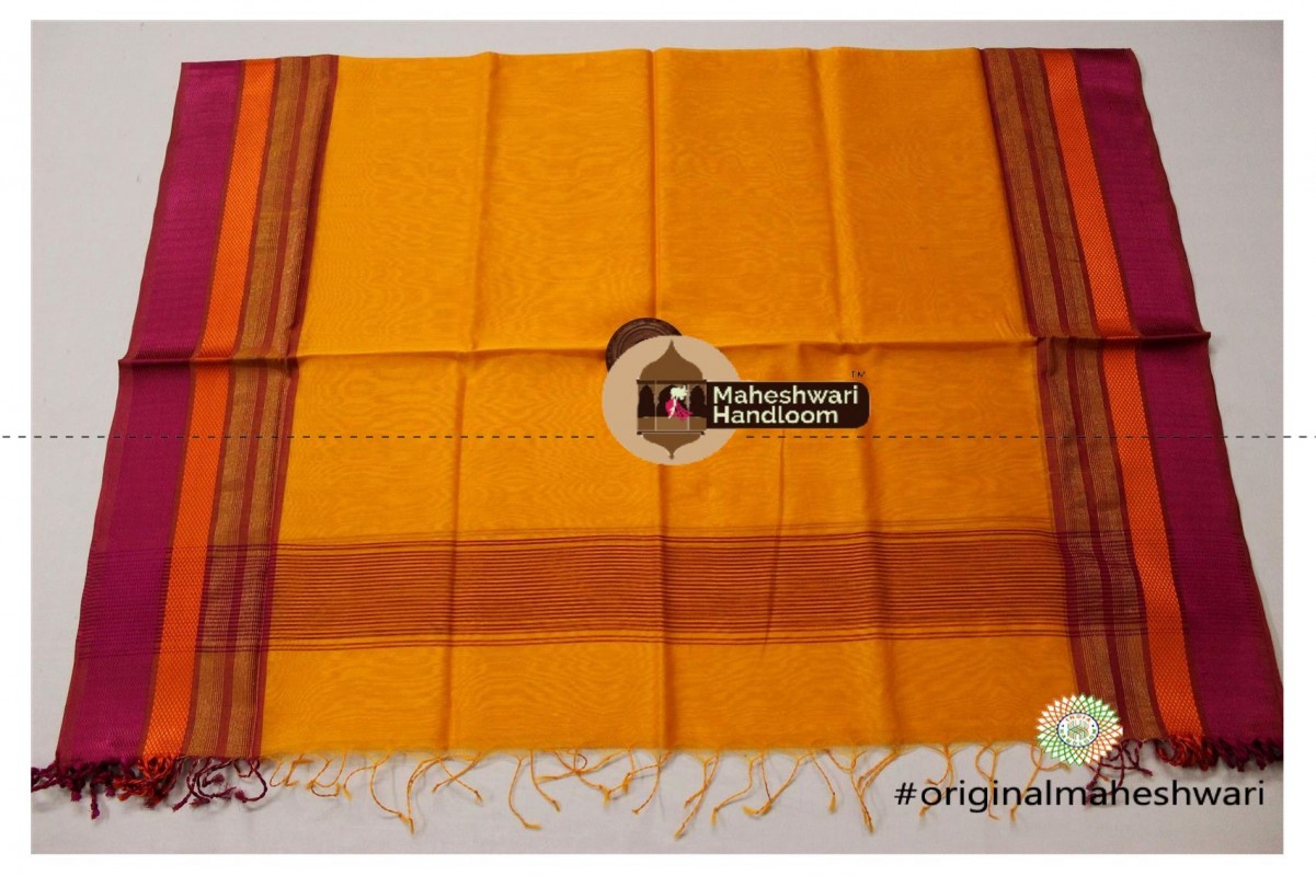Maheshwari Golden Yellow Silk Dupatta