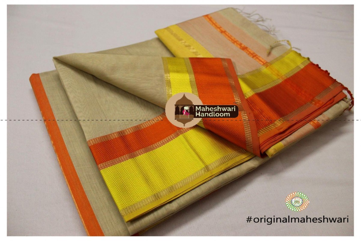 Maheshwari Grey Ganga Jamuna saree
