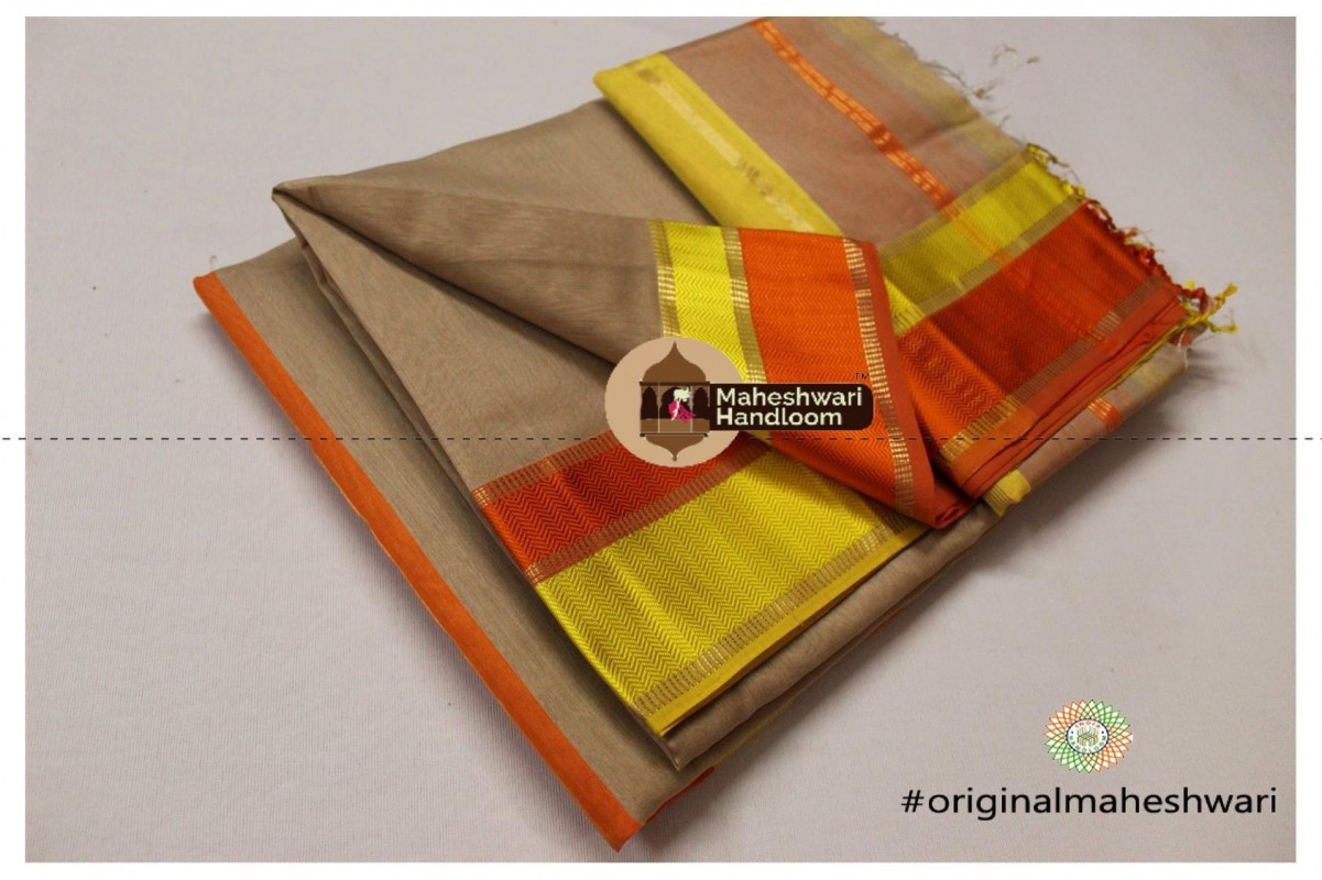 Maheshwari Brown Ganga jamuna Saree
